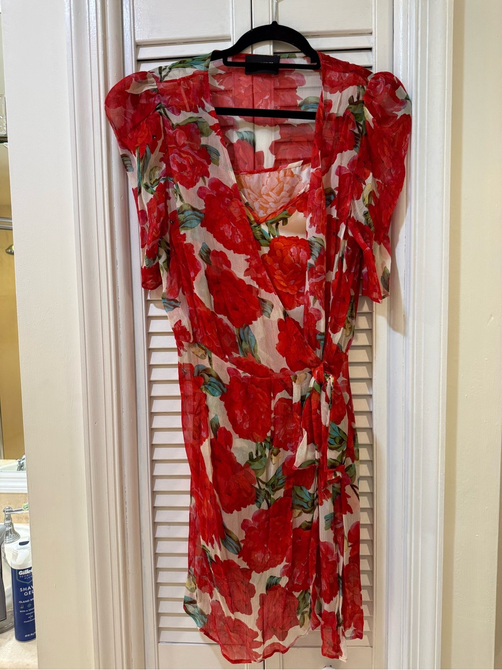 Beautiful The Kooples Red Floral Wrap Silk Mini Dress